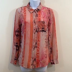 Worthington Silk  Snakeskin Print Button Up Shirt